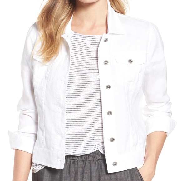 eileen fisher white denim jacket